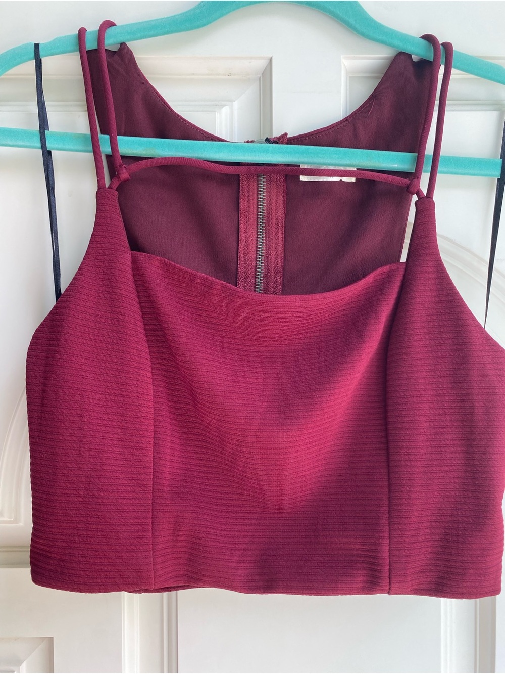 Rumor Boutique by LF Burgundy Double-Strap Textured Crop Top